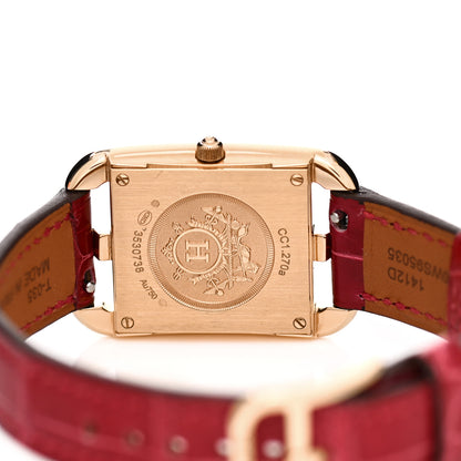 Hermes 18K Rose Gold Alligator Diamond Mother of Pearl 23mm Cape Cod Quartz Watch Braise 4 of 5