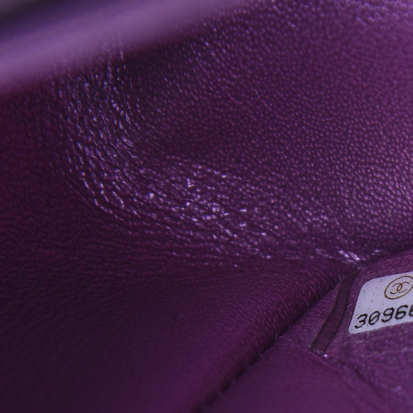Iridescent Lambskin Quilted Mini Rectangular Flap Purple