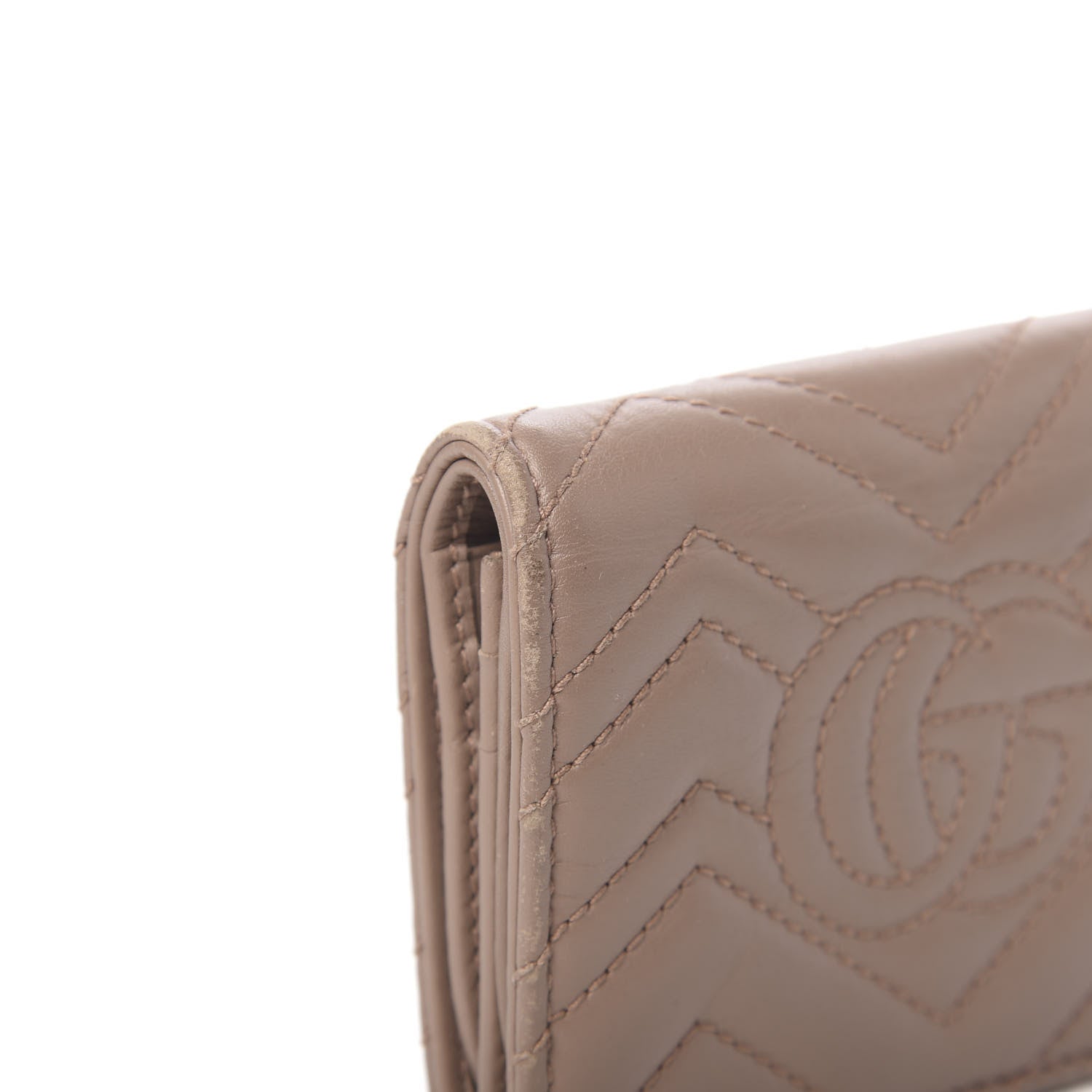 Gucci Calfskin Matelasse GG Marmont Card Case Porcelain Rose 12 of 13