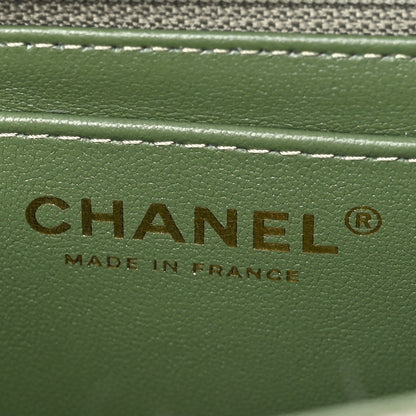 Chanel Wool Tweed Sequin Quilted Mini Rectangular Flap Green Beige Ecru 6 of 10