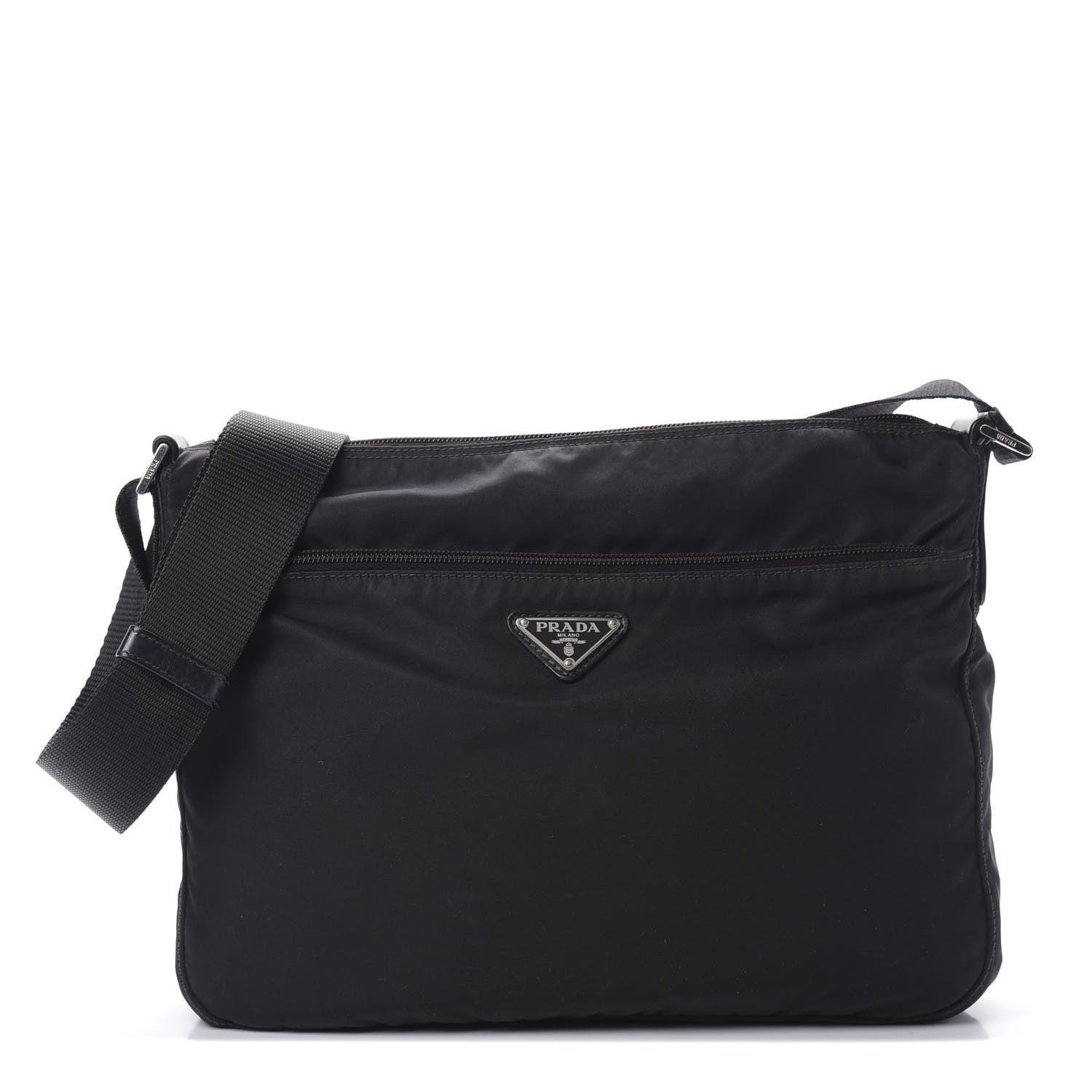 Prada Nylon Vela Flat Messenger Bag Black 1 of 10