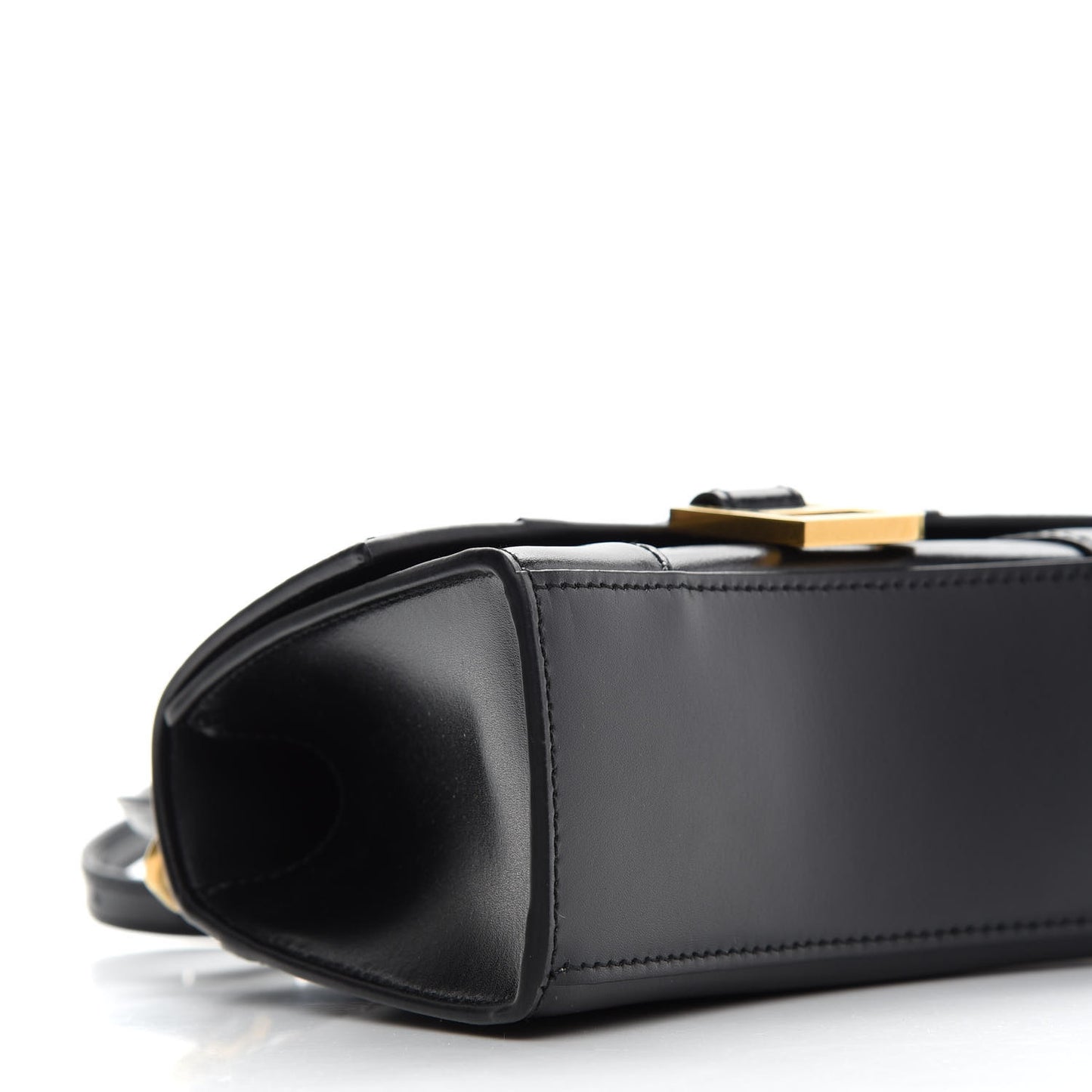 Shiny Box Calfskin Hourglass Top Handle Bag XS Black