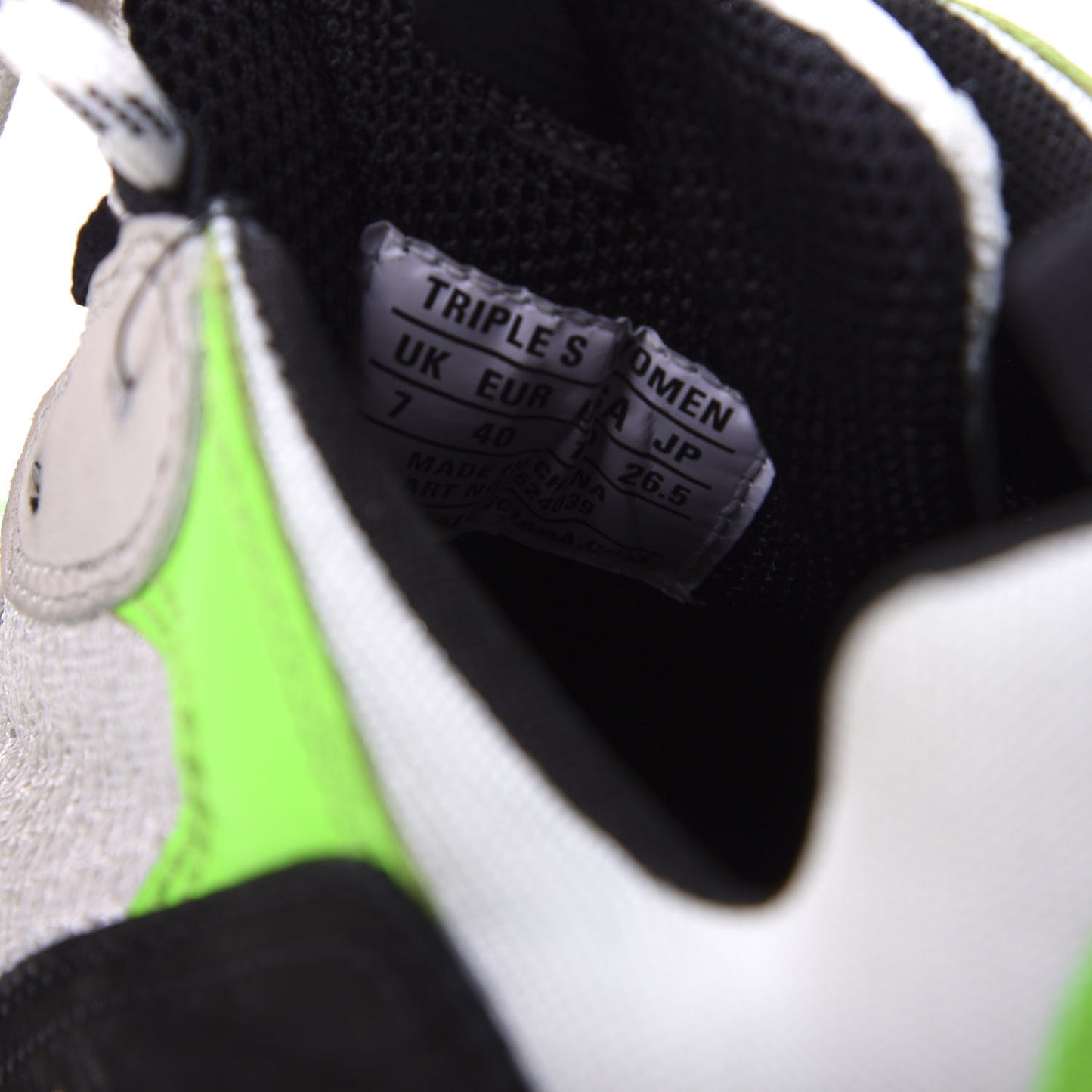 Fabric Mesh Womens Triple S Sneakers 40 White Green Fluo Black