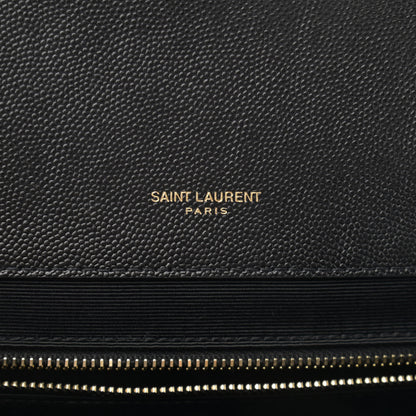 Saint Laurent Grain De Poudre Textured Mixed Matelasse Large Triquilt Monogram Satchel Black 6 of 11