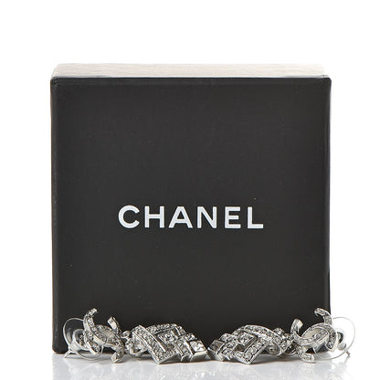 Chanel Crystal CC Drop Earrings Silver 5 of 5