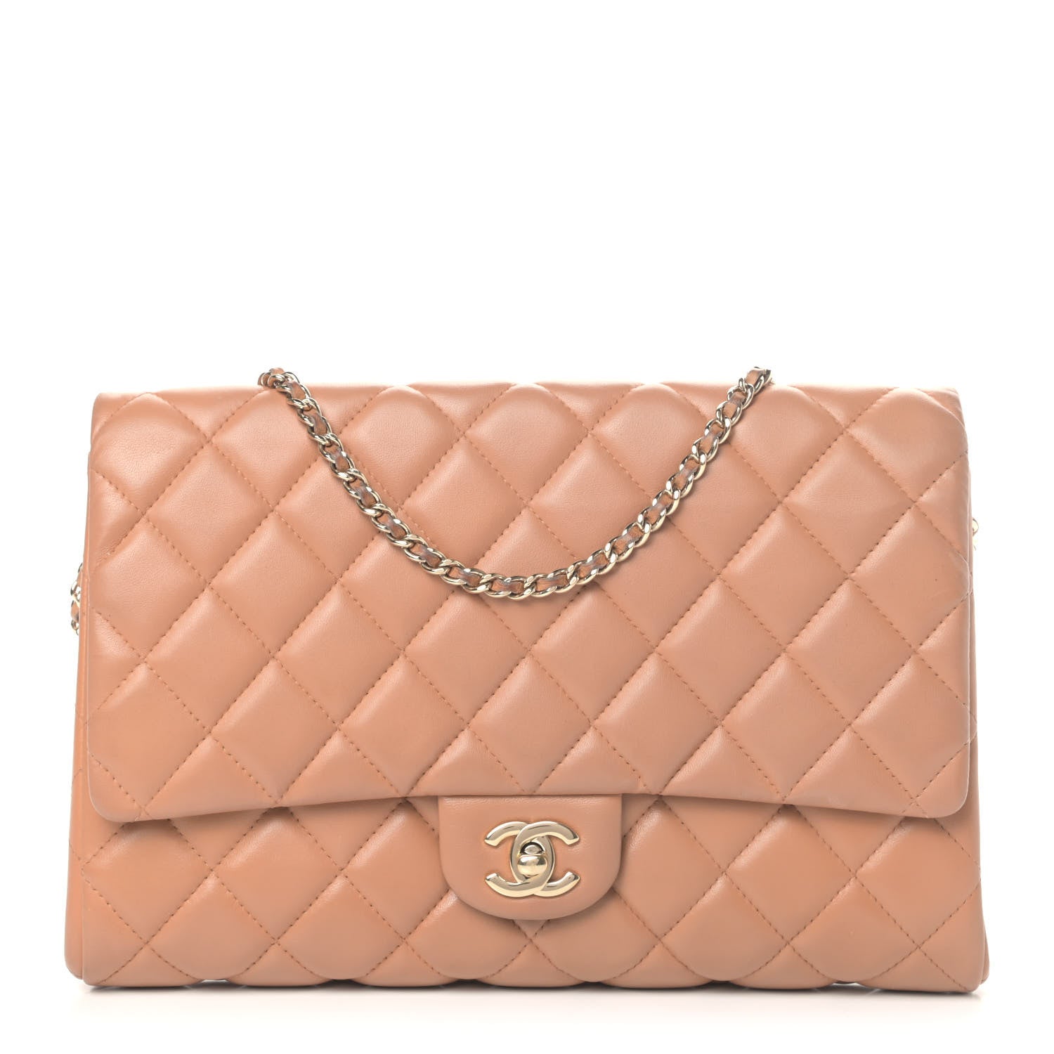 Chanel Lambskin Quilted Clutch With Chain Flap Brown 2 of 9
