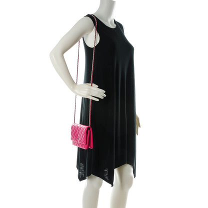 Chanel Lambskin Quilted Wallet On Chain WOC Dark Pink 2 of 9