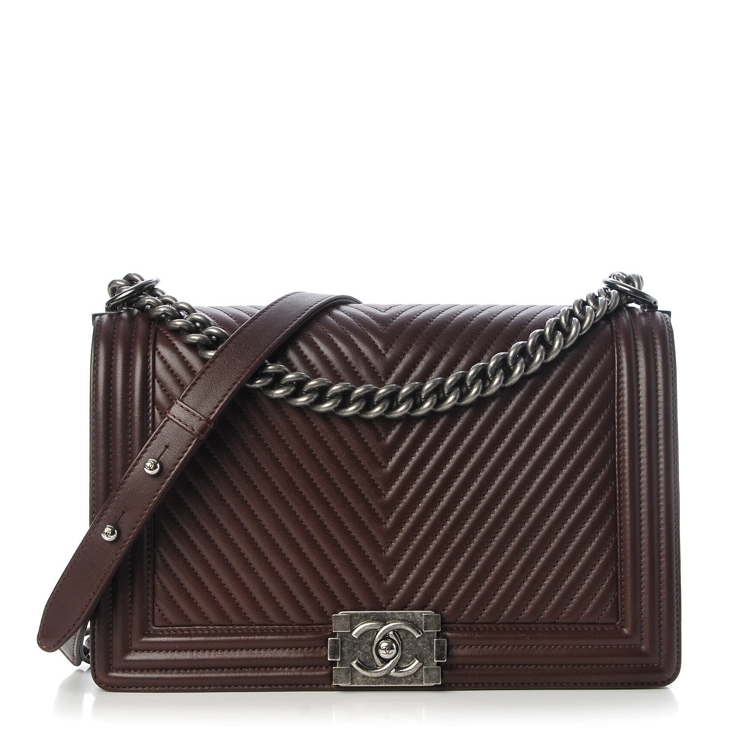 Chanel Calfskin Chevron Quilted New Medium Boy Flap Burgundy 1 of 7