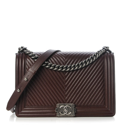 Chanel Calfskin Chevron Quilted New Medium Boy Flap Burgundy 1 of 7