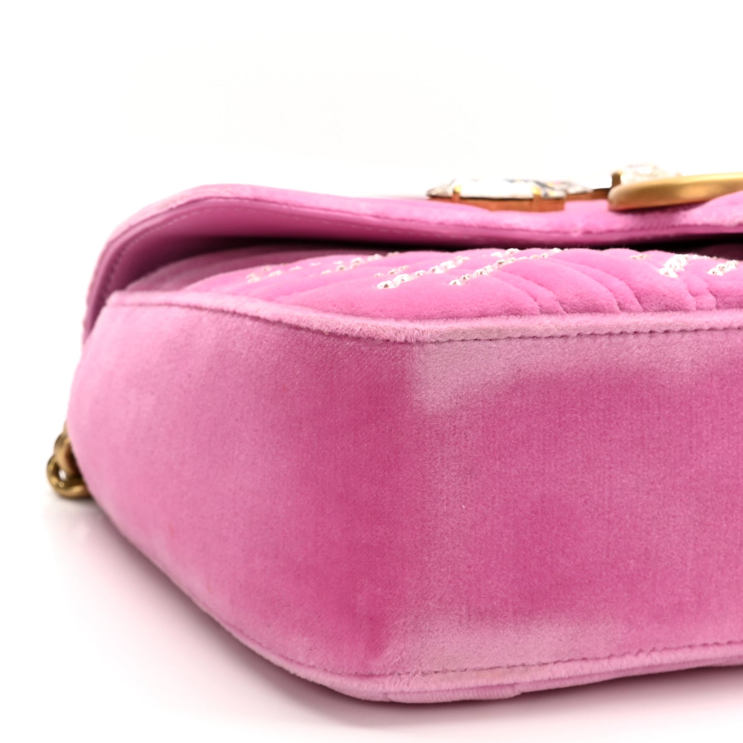 Velvet Matelasse Marquise Crystals Embroidered Small GG Marmont Shoulder Bag Malva