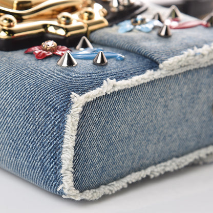 Dolce & Gabbana Crystal Embellished Denim Mini Lucia Satchel Blue 9 of 16