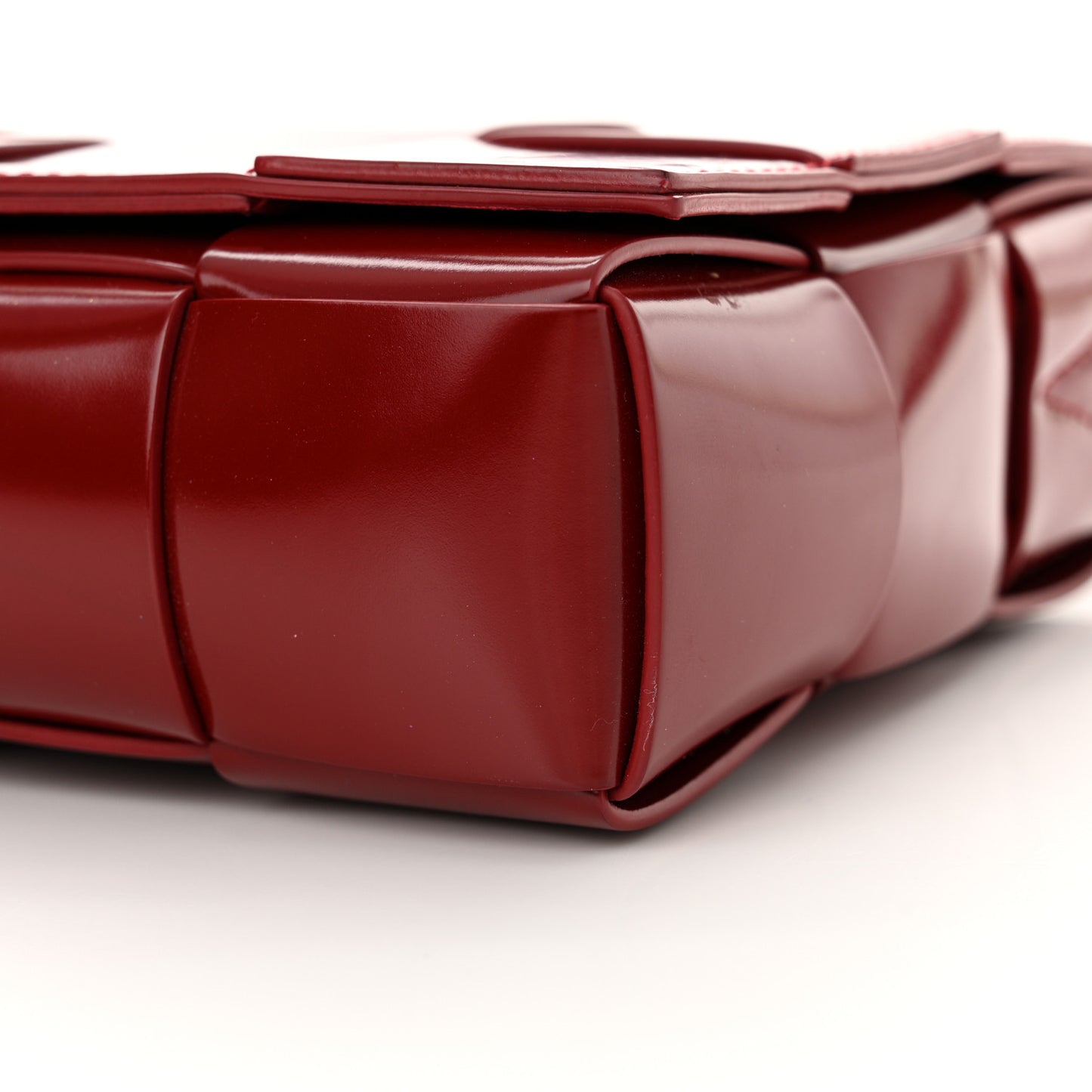 Patent Maxi Intrecciato Cassette Crossbody Bag Red