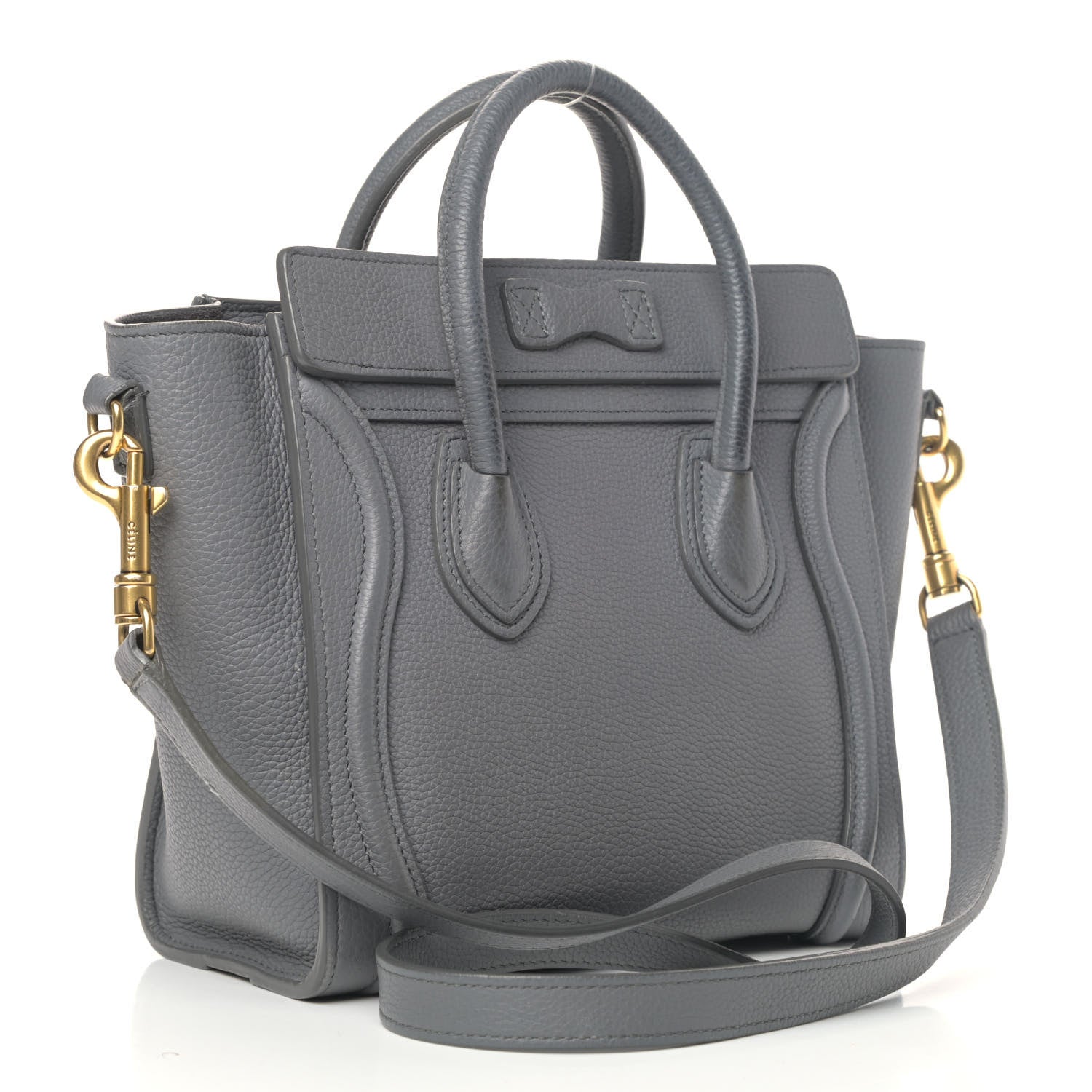 Celine Drummed Calfskin Nano Luggage Kohl 3 of 10