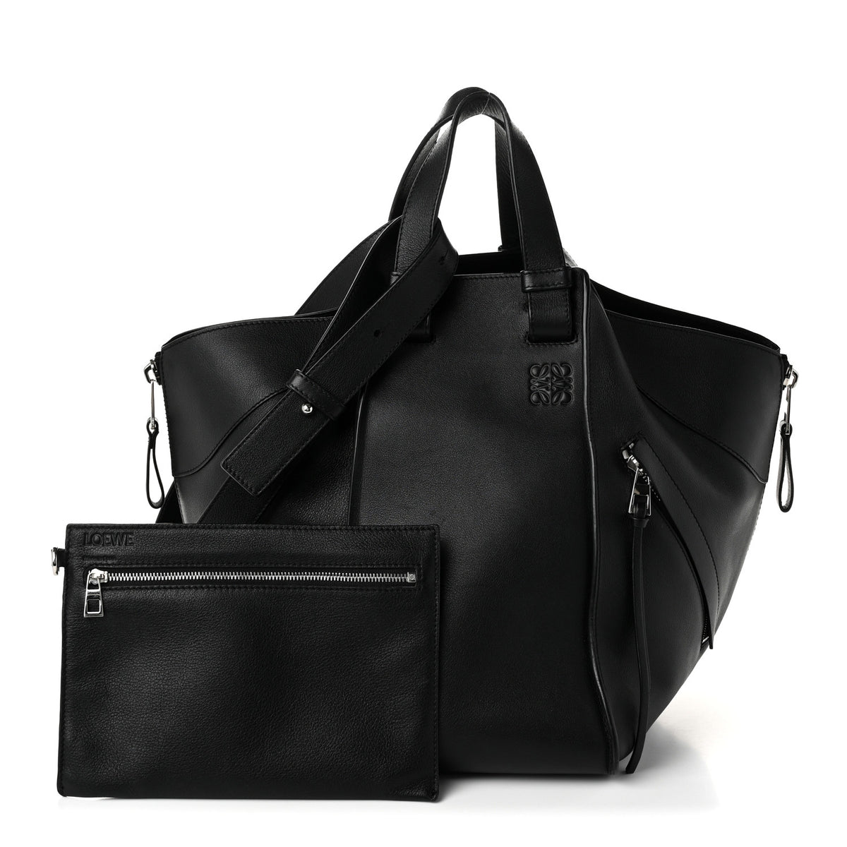 Calfskin Medium Hammock Shoulder Bag Black