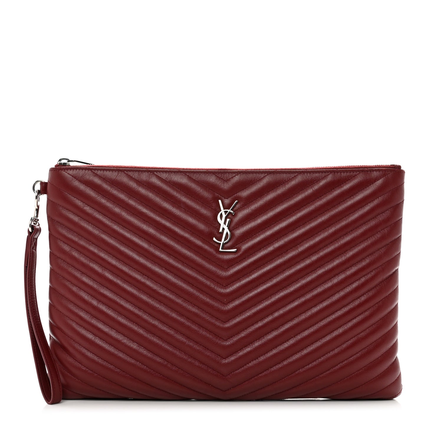 Calfskin Matelasse Chevron Monogram Document Holder Rouge Legion
