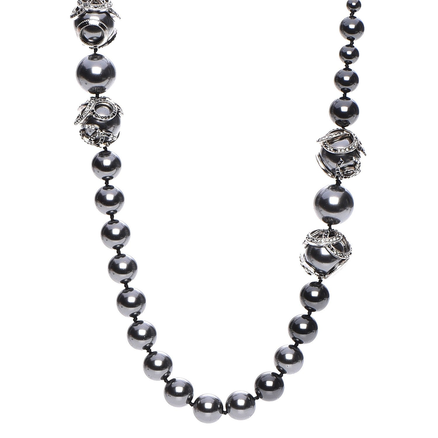 Chanel Graduated Pearl Crystal CC Long Necklace 1 of 6