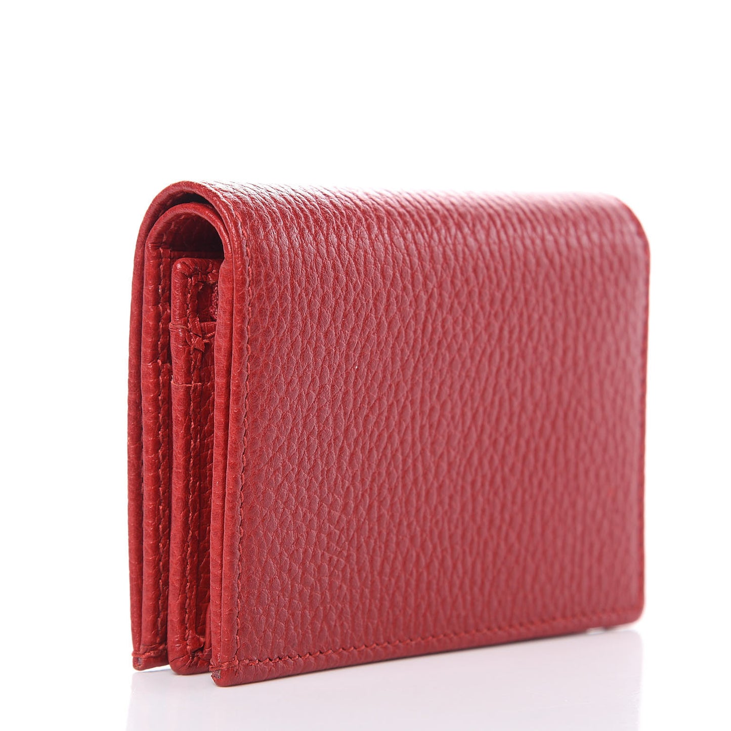Pebbled Calfskin GG Marmont Card Case Hibiscus Red