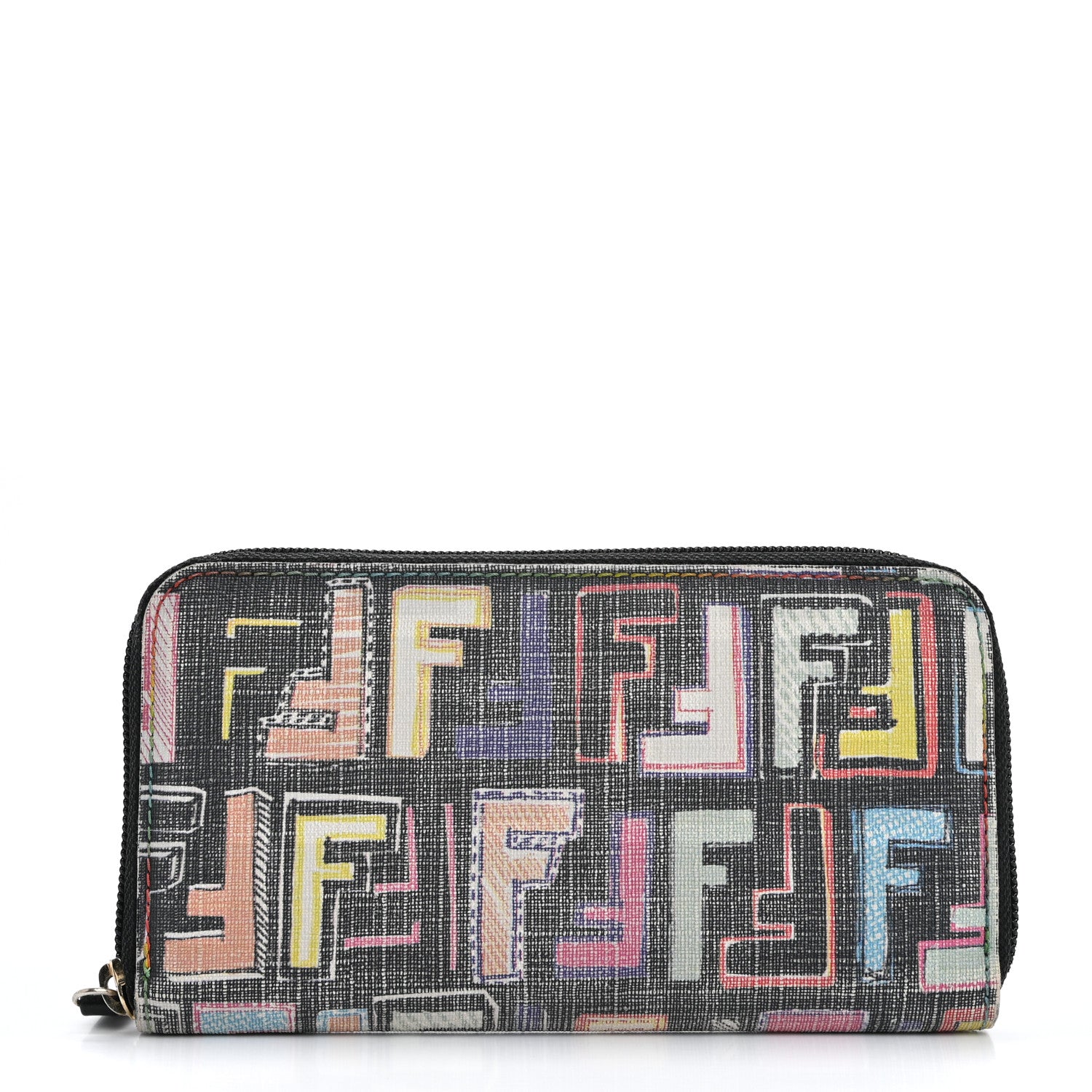 Fendi Zucca Spalmati Vitello FF Multicolor Zip Around Wallet Multicolor 1 of 12