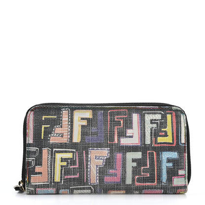Fendi Zucca Spalmati Vitello FF Multicolor Zip Around Wallet Multicolor 1 of 12