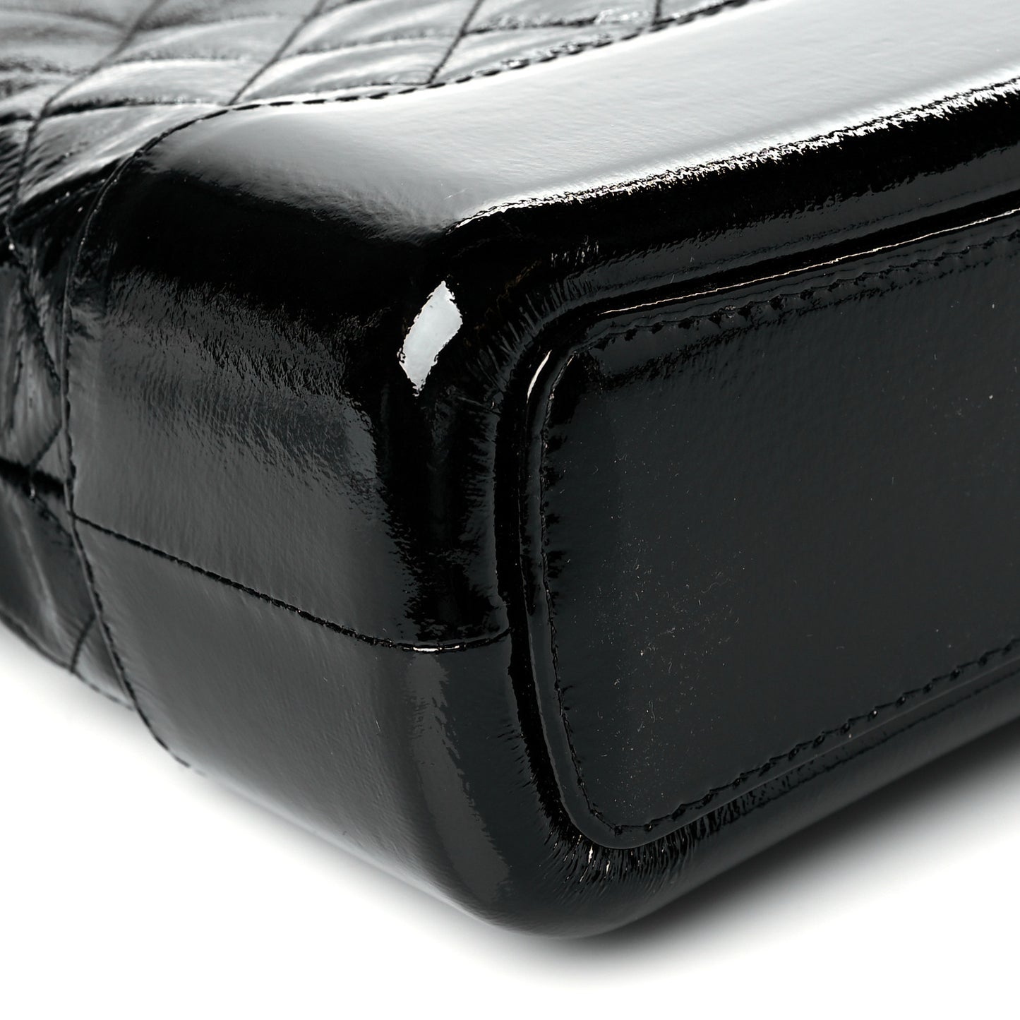 Patent Goatskin Quilted Medium Gabrielle Hobo Black