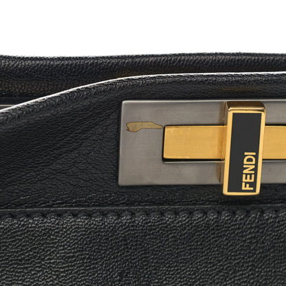 Fendi Goatskin Zucca Large Peekaboo Iconic Satchel Black Tobacco 12 of 12