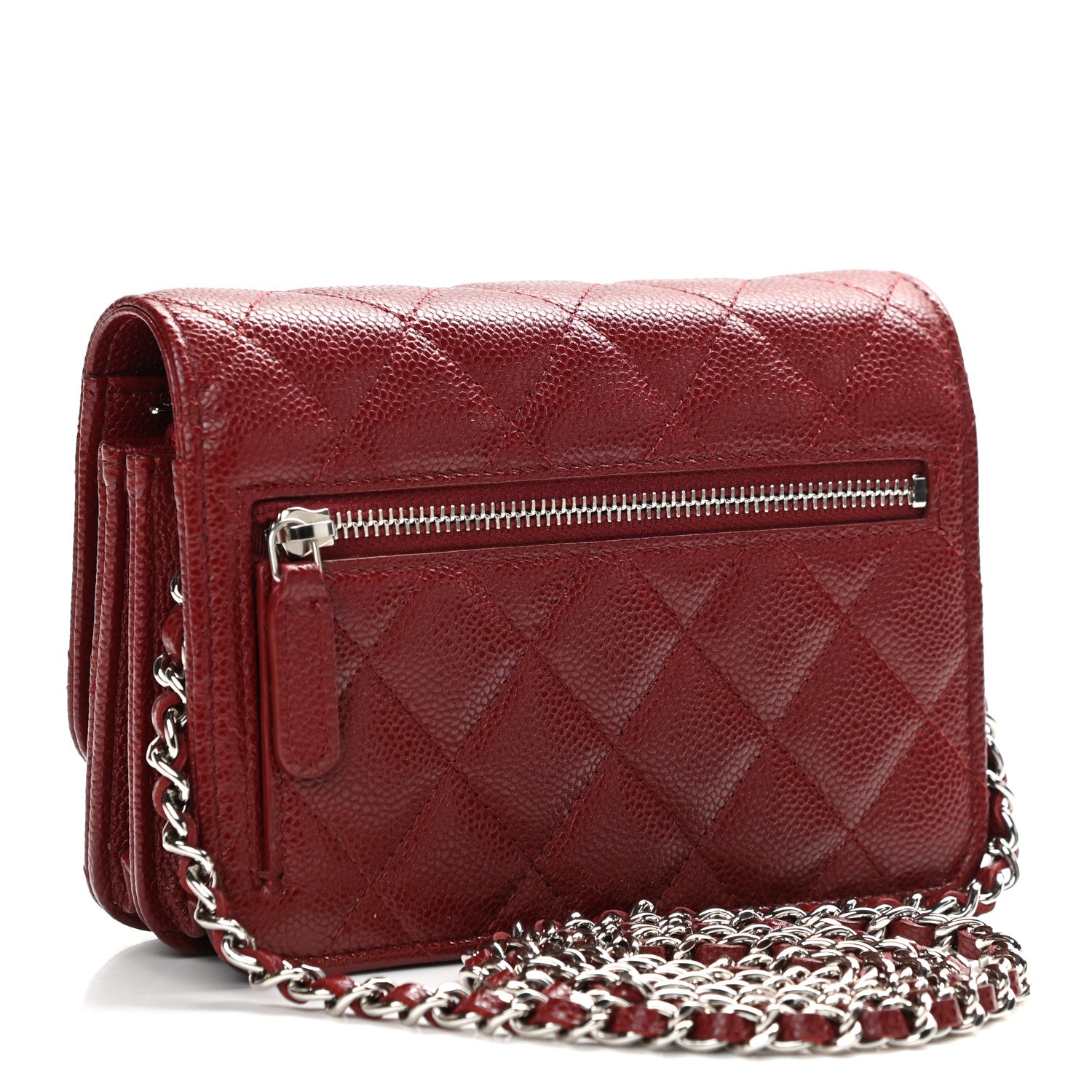Chanel Caviar Quilted Mini Wallet On Chain WOC Red 3 of 12