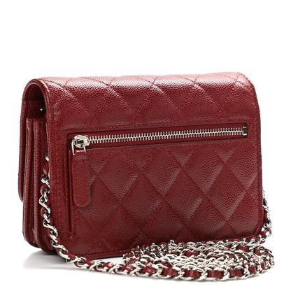 Chanel Caviar Quilted Mini Wallet On Chain WOC Red 3 of 12