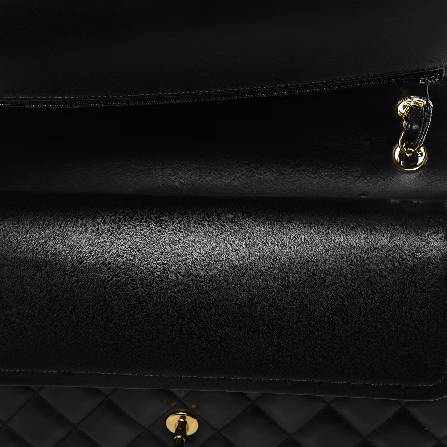 Lambskin Quilted Jumbo Double Flap Black