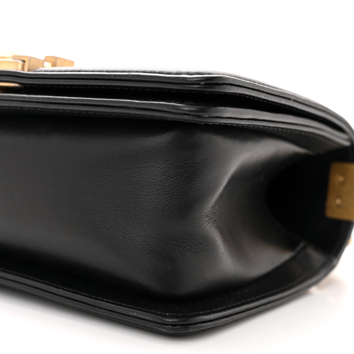 Chanel Lambskin Calfskin Chevron Small Boy Flap Black Gold 10 of 11