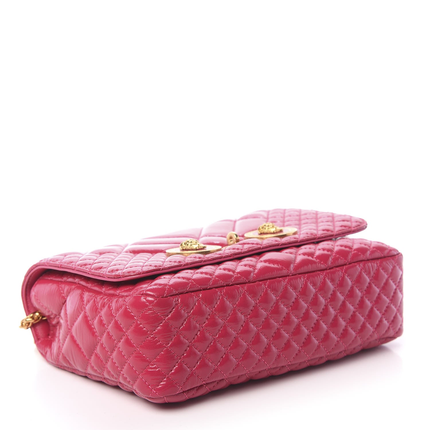 Versace Patent Nappa Quilted Medium Icon Shoulder Bag Fuchsia 4 of 9