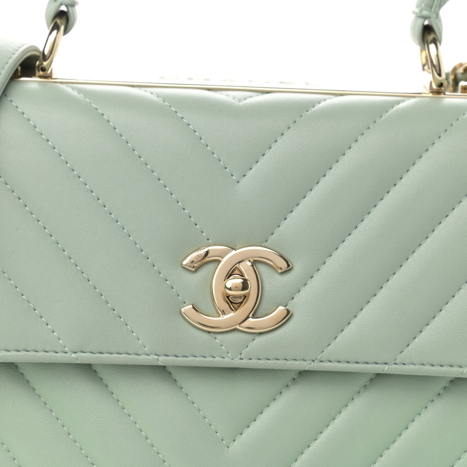Chanel Lambskin Chevron Quilted Small Trendy CC Dual Handle Flap Bag Light Green 8 of 10