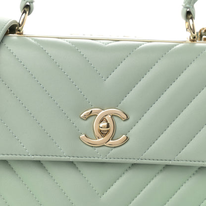 Chanel Lambskin Chevron Quilted Small Trendy CC Dual Handle Flap Bag Light Green 8 of 10