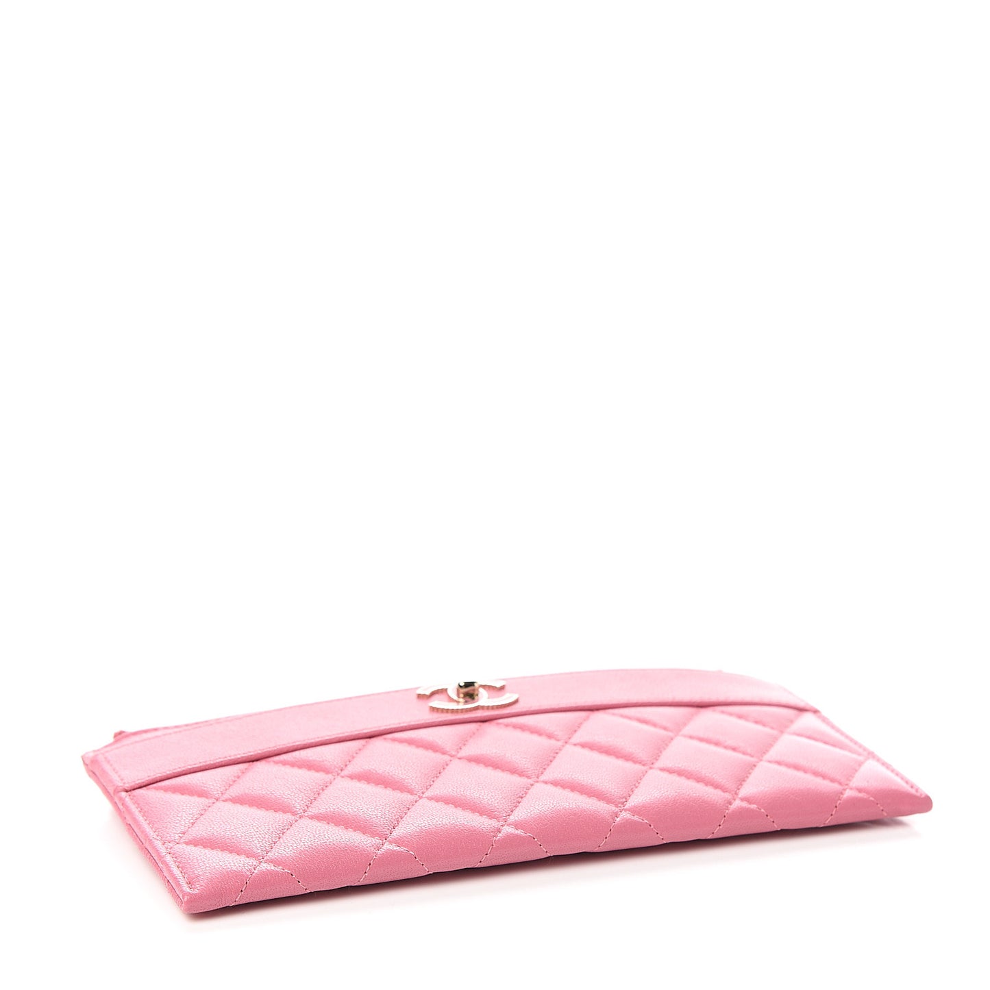Sheepskin Quilted Mademoiselle Vintage Zip Pouch Pink