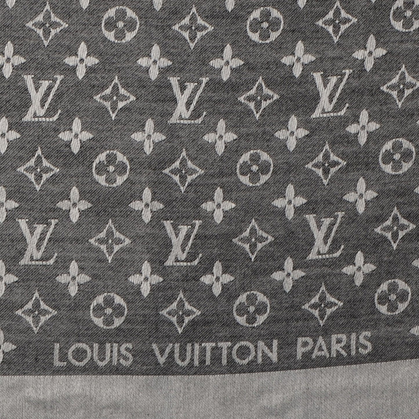 Silk Wool Monogram Denim Shawl Black