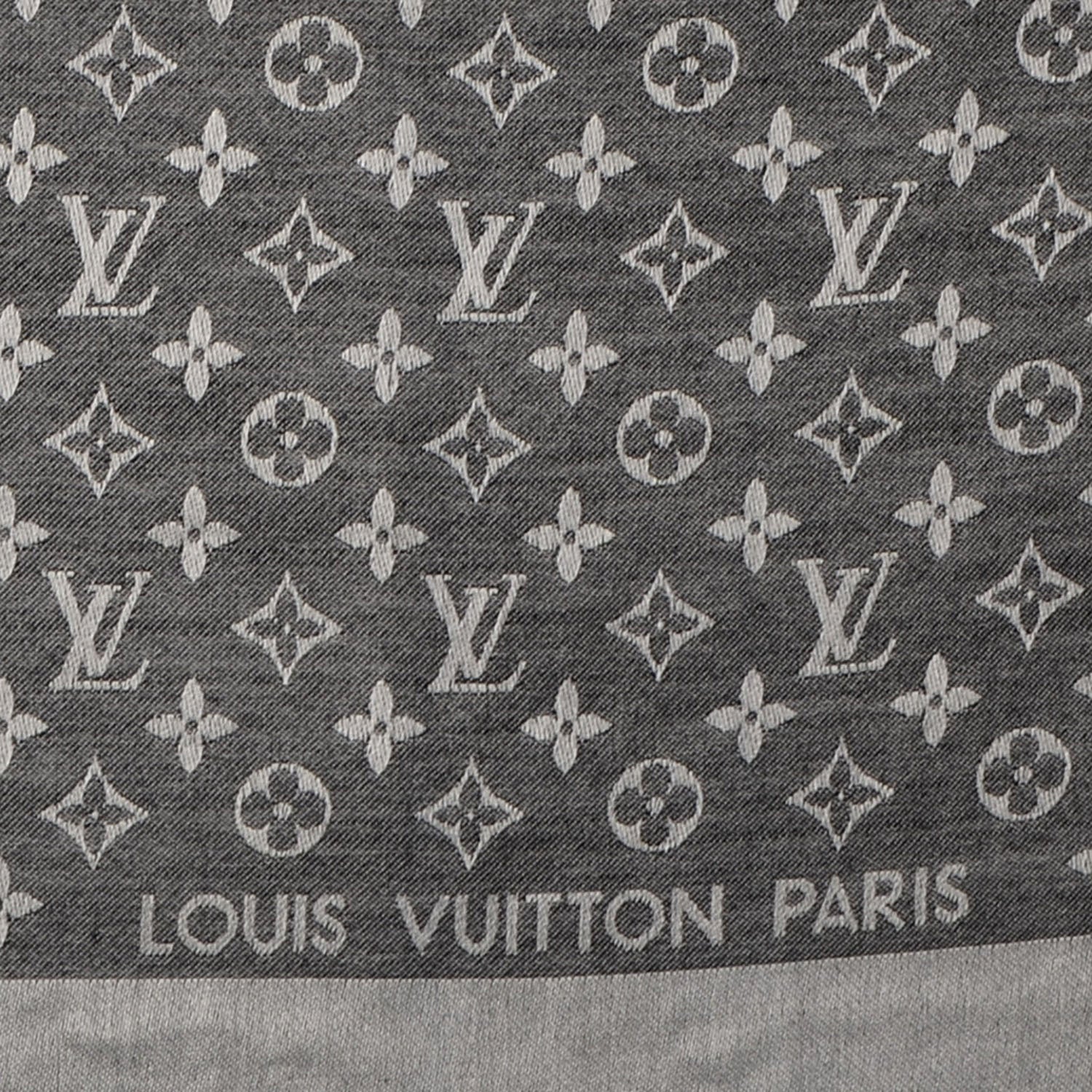 Louis Vuitton Silk Wool Monogram Denim Shawl Black 4 of 5