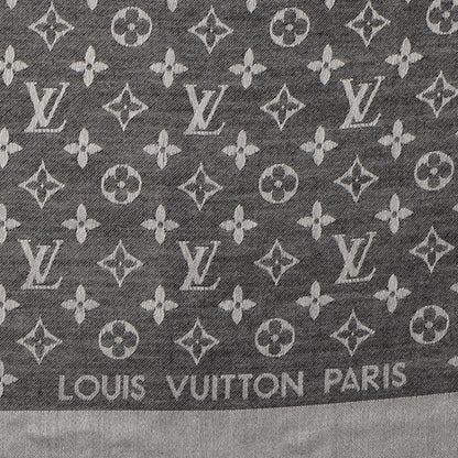 Louis Vuitton Silk Wool Monogram Denim Shawl Black 4 of 5