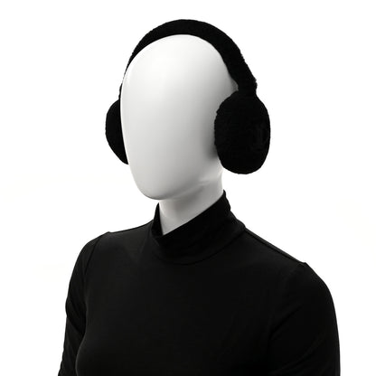 Chanel Shearling CC Ear Muffs Black 2 of 6