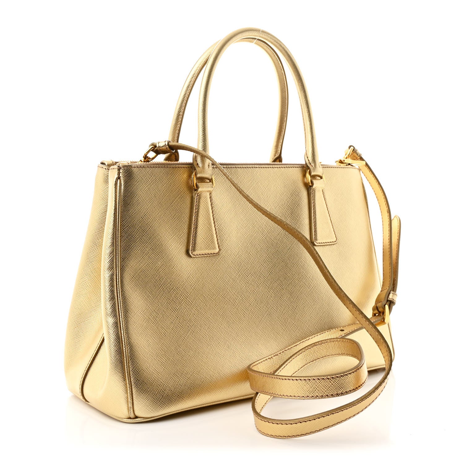 Prada Metallic Saffiano Small Galleria Double Zip Tote Platino 3 of 11