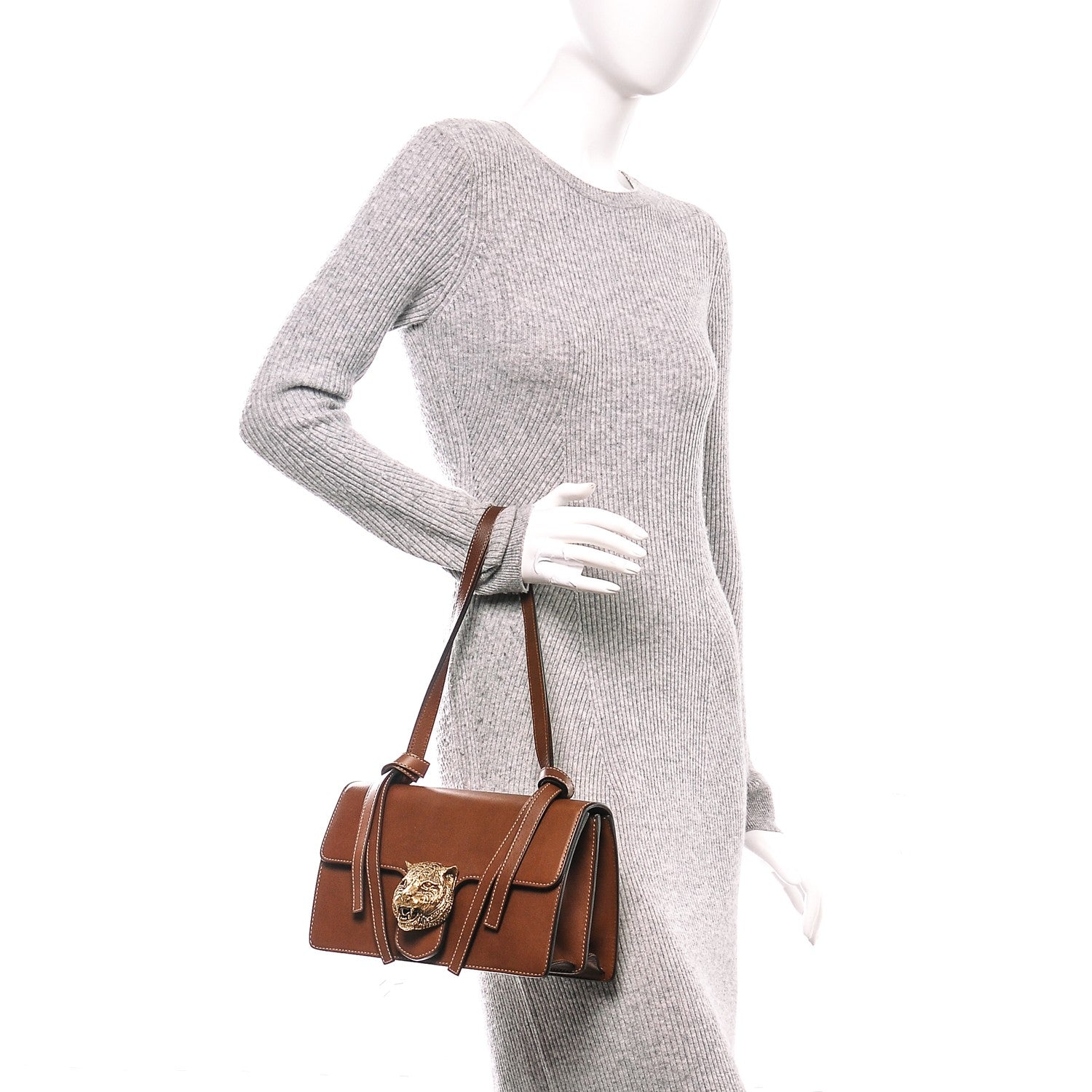 Gucci Calfskin Animalier Shoulder Bag Brown 2 of 7