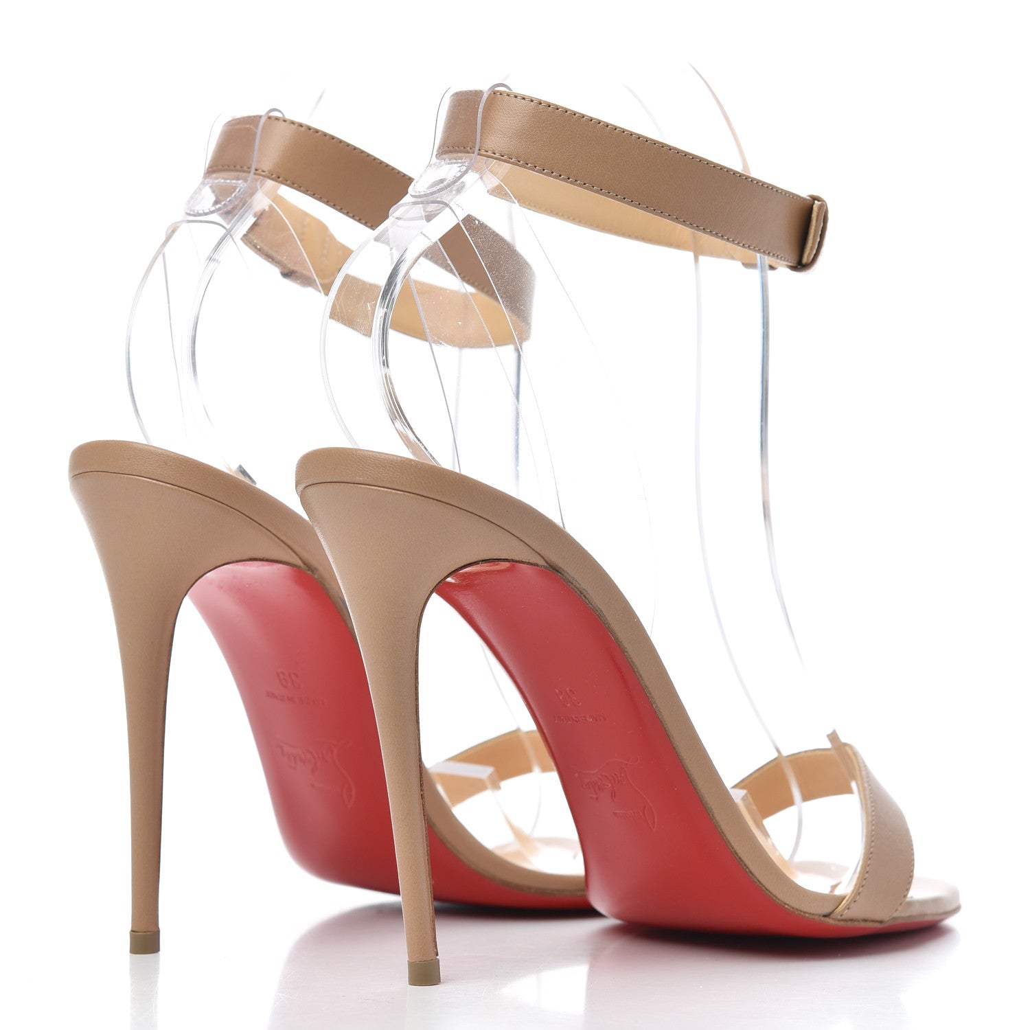 Christian Louboutin Shiny Nappa PVC Jonatina 100 Sandals 39 Nude 7 of 20