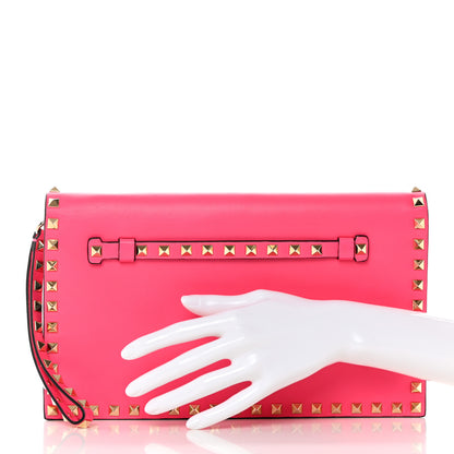 Valentino Garavani Nappa Rockstud Wristlet Clutch Fuxia Fluo 2 of 19
