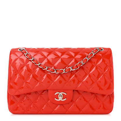 Chanel Patent Quilted Jumbo Double Flap Red 1 of 10