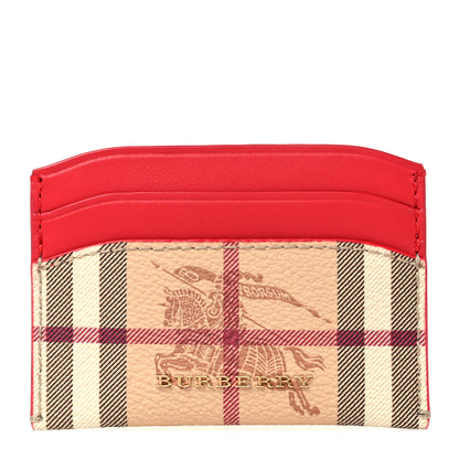 Burberry Soft Grain Calfskin Haymarket Check Izzy Card Case Red 1 of 9
