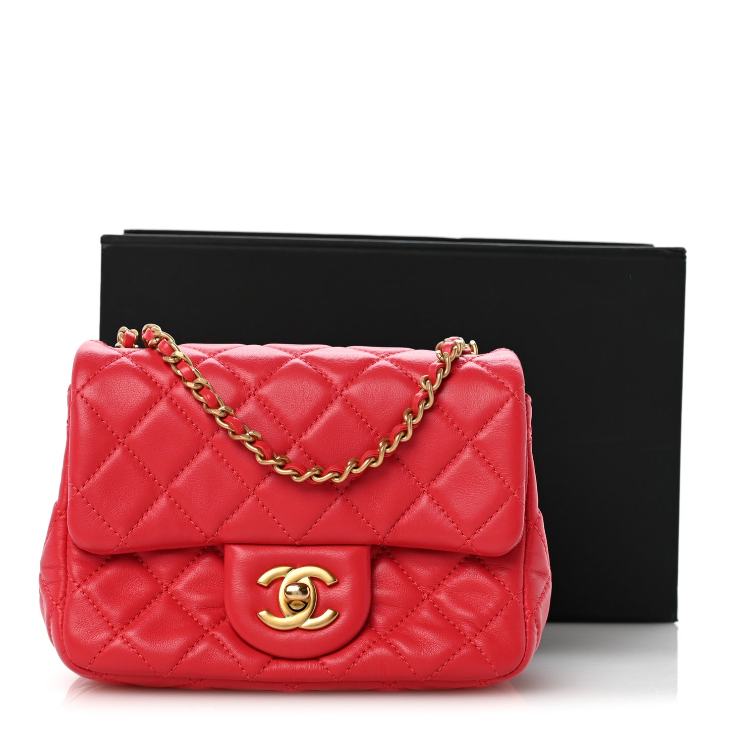 Lambskin Quilted Mini Pearl Crush Flap Pink