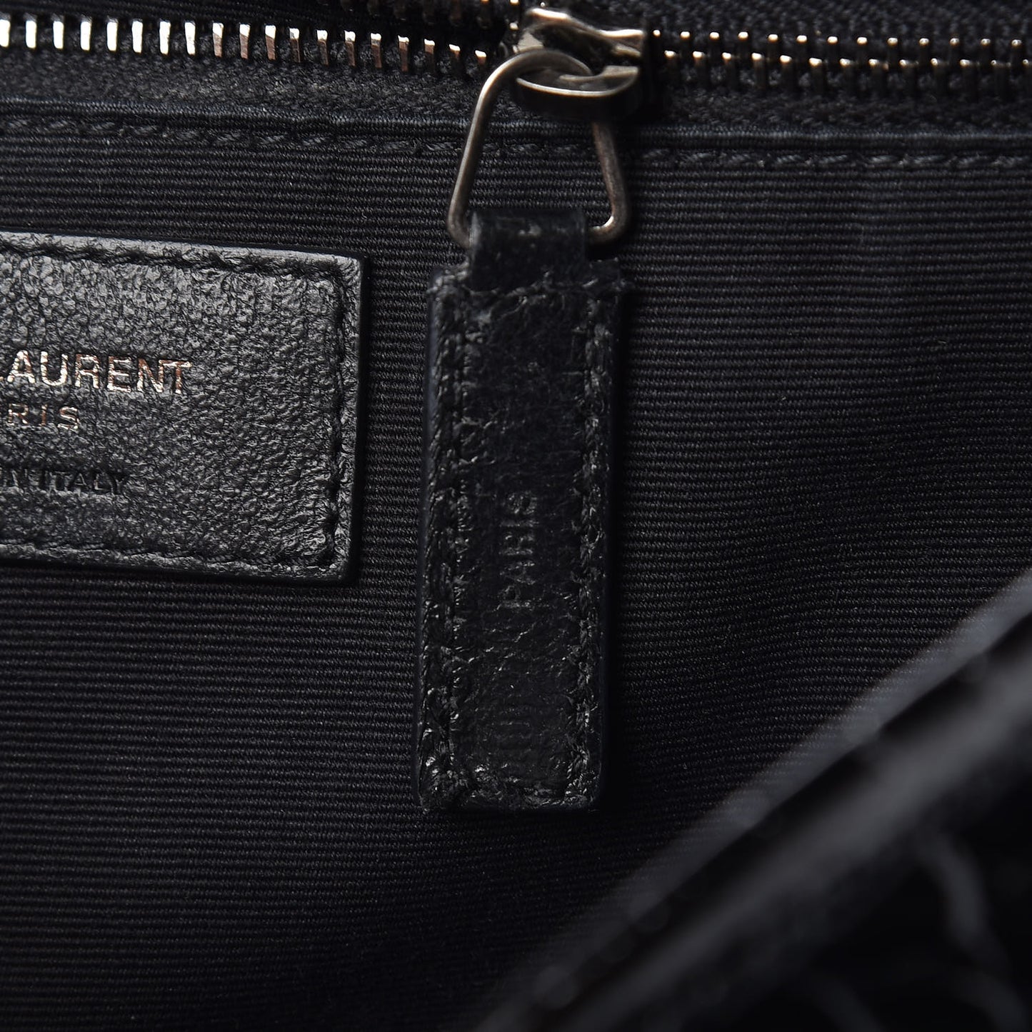 Patent Crocodile Embossed Lambskin Monogram Medium Niki Chain Satchel Black