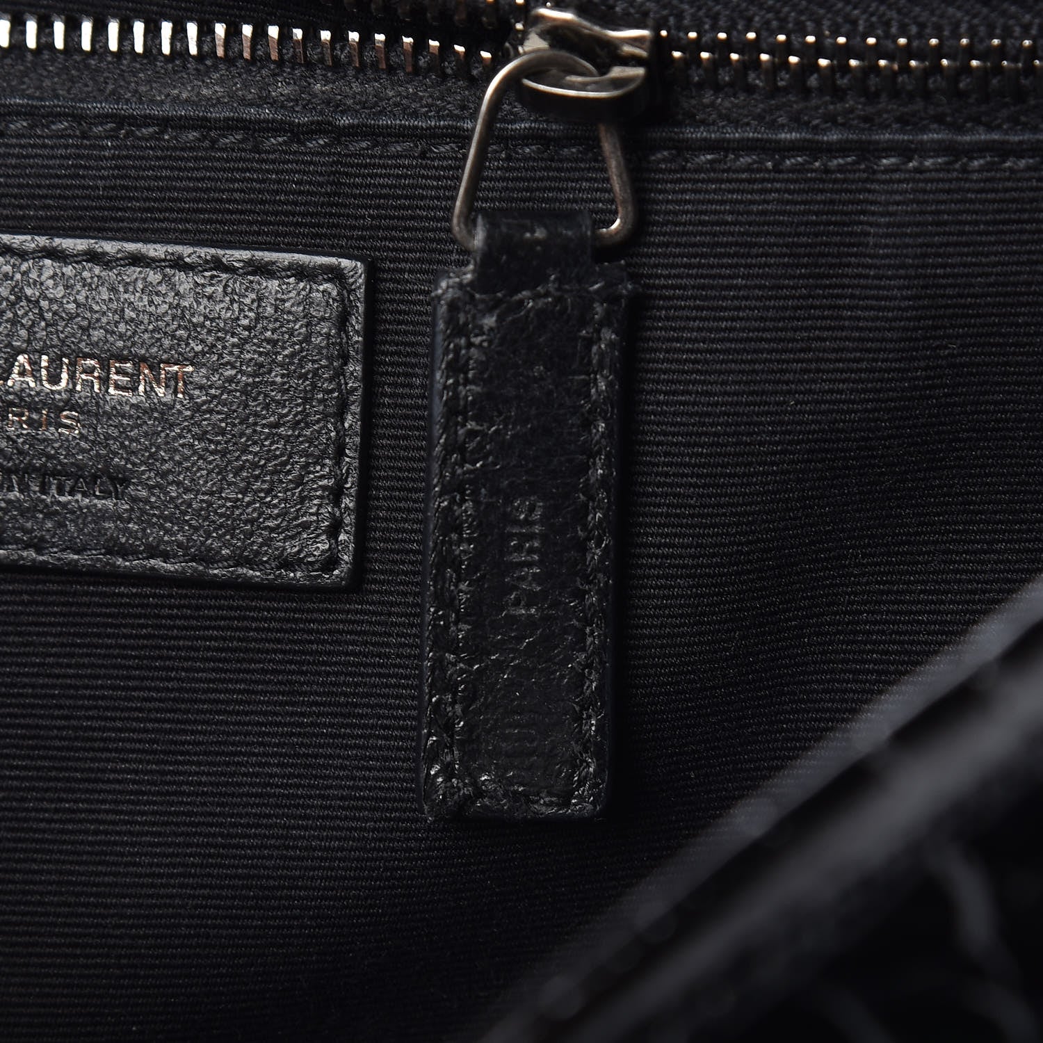 Saint Laurent Patent Crocodile Embossed Lambskin Monogram Medium Niki Chain Satchel Black 9 of 18