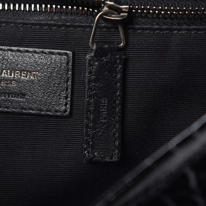 Saint Laurent Patent Crocodile Embossed Lambskin Monogram Medium Niki Chain Satchel Black 9 of 18