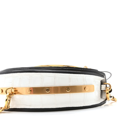 Chloe Calfskin Crocodile Embossed Small Nile Bracelet Minaudiere Bag White 11 of 12