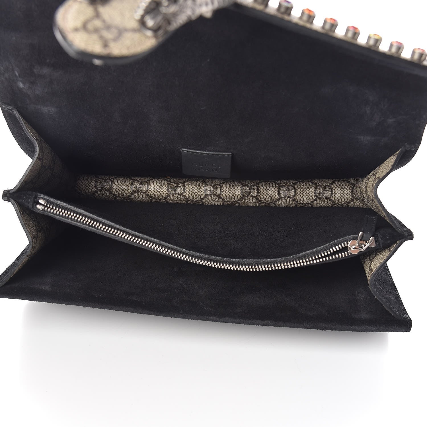 Gucci GG Supreme Monogram Crystal Small Dionysus Shoulder Bag Black 5 of 14