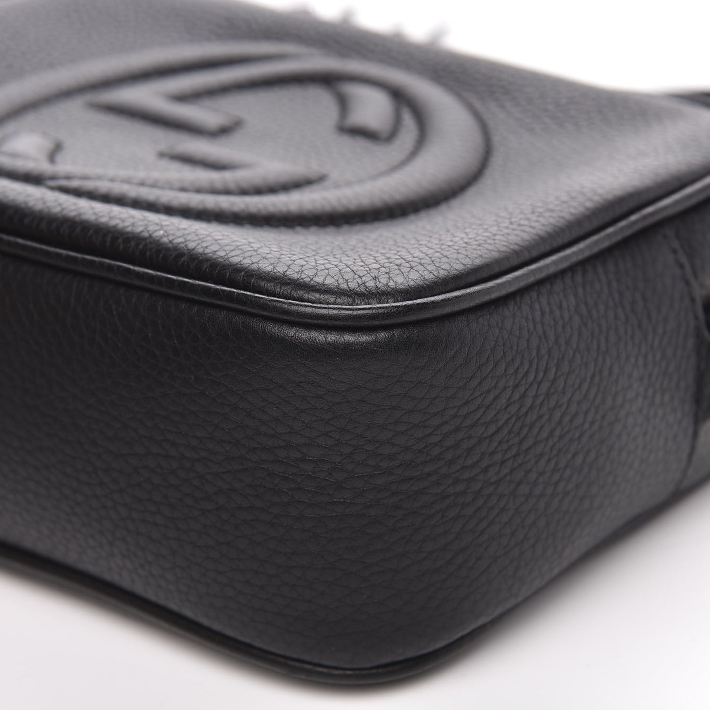 Pebbled Calfskin Small Soho Disco Bag Black